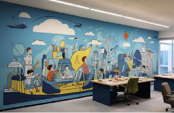 界首办公室墙绘的特点。